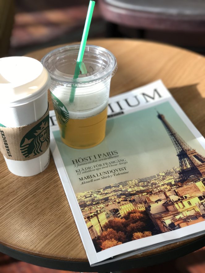 coffee to go and an airport magazine. 