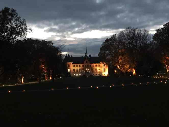 The Sofiero Slott from across the lawn Lit up