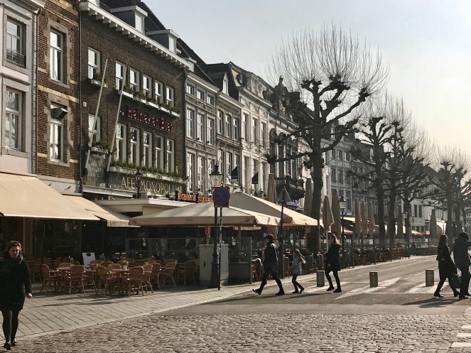 The many cafes surrounding the large public square Het Vrijthof. Maastricht.